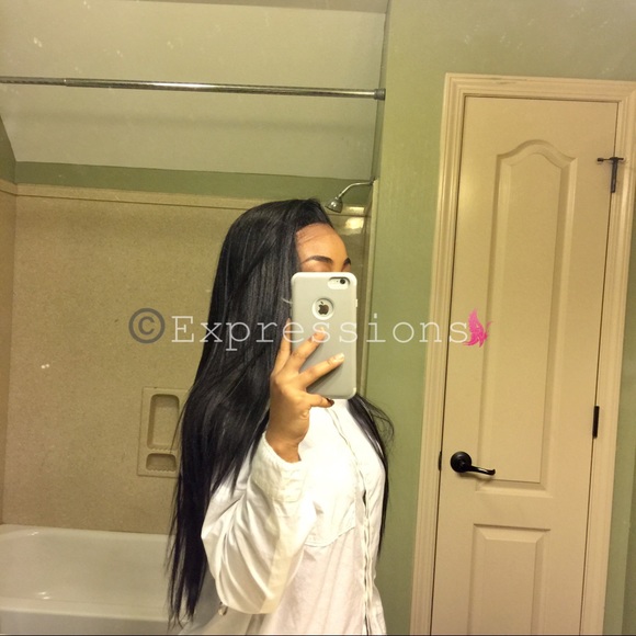 Long Straight Human Blend Lace Front Wig - Picture 7 of 8